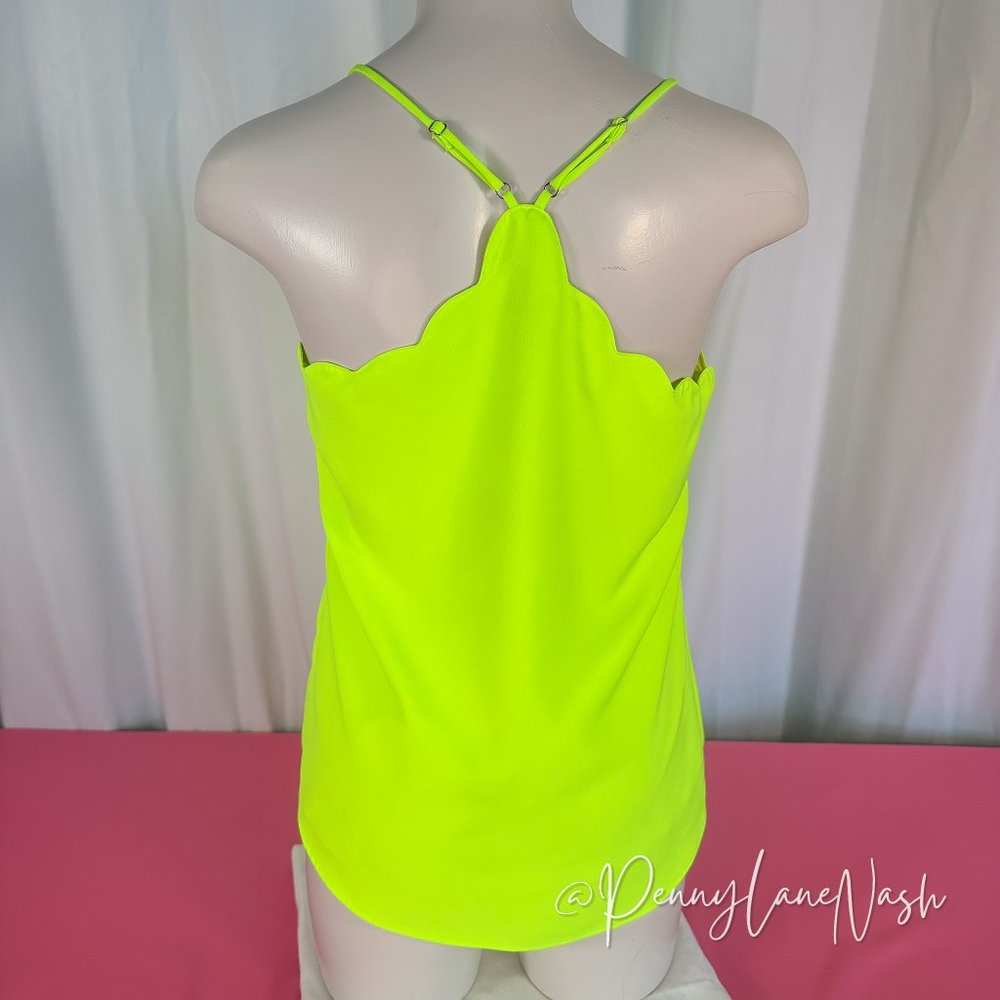 J Crew Scalloped Edge Cami Tank NEON Yellow/Green - Picture 8 of 8